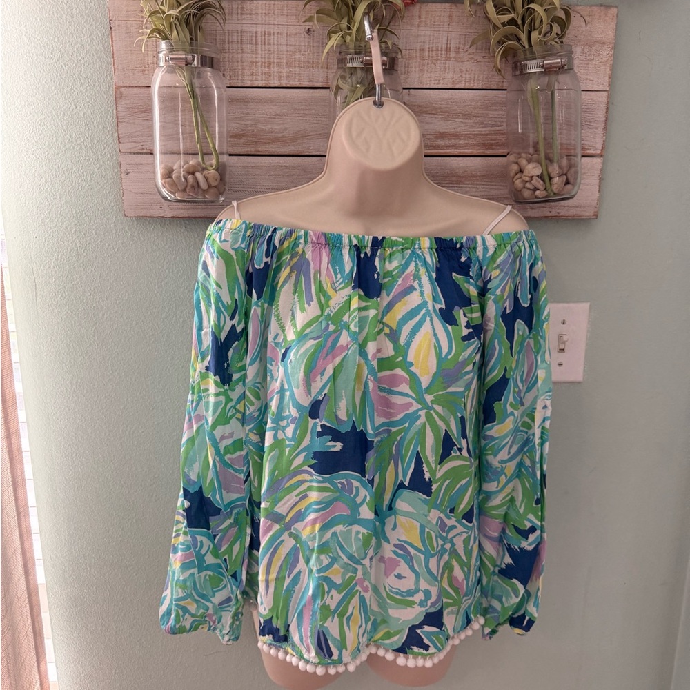 Lilly Pulitzer Tropical Off-Shoulder Blouse